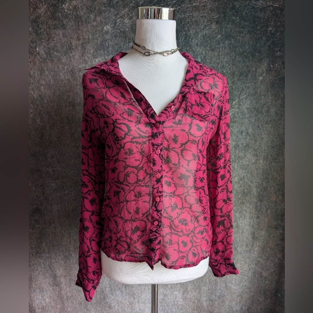 Anthropologie Silk Semi Sheer Blouse